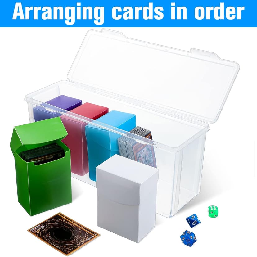 Amylove 6 Pcs Deck Card Boxes Set 5 Pcs Trading Storage Playing Card Box and a Storage Organizer Clear Case Holder Compatible with Mtg and Other TCG