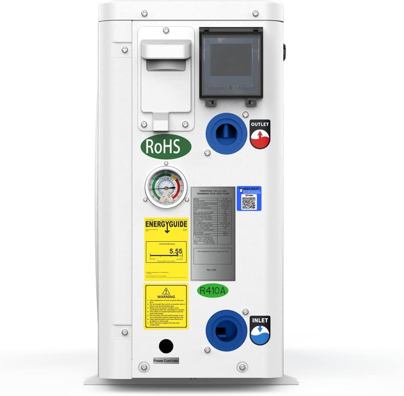 FibroPool Swimming Pool Heat Pump - FH135 35,000 BTU - for Above and In Ground Pools and Spas - High Efficiency, All Electric Heater - No Natural Gas or Propane Needed