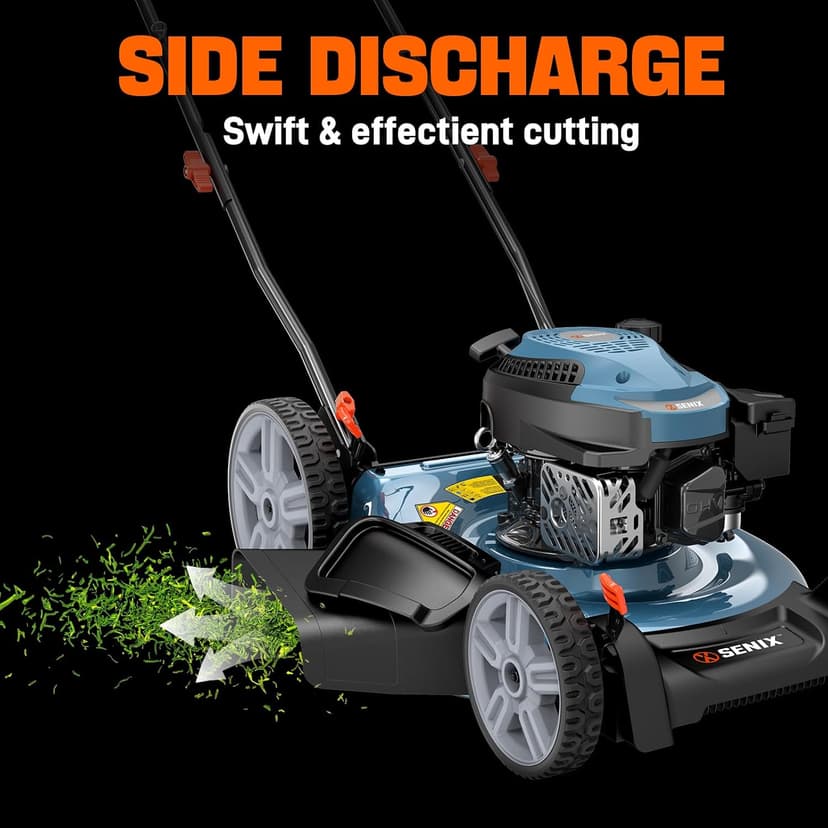 SENIX 144 cc Gas Lawn Mower, 21 inch 2-in-1 Push with Mulching and Side Discharge, 4-Cycle Engine, 6 Position Cutting Height Adjustment for Yard and Garden (LSPG-L6)