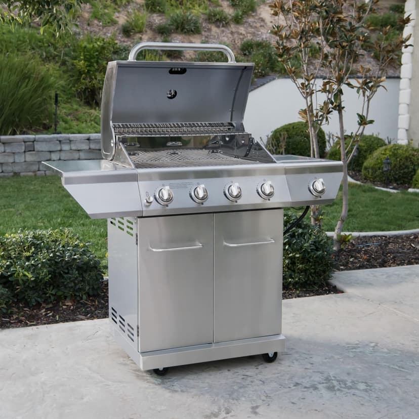 Nexgrill 4-Burner Propane Gas Grill in Stainless Steel with Side Burner, 60000BTUs, 626 sq. in. Cooking Space, Perfect for Outdoor Cooking & Grilling, Patios, BBQ, Backyards, Silver, 720-0830H
