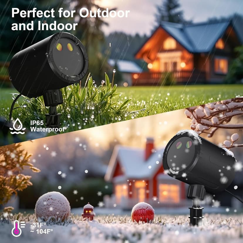 Laser Christmas Projector Lights Outdoor, Red and Green Starry Laser Projector Light with RF Remote, IP65 Waterproof Holiday Garden Laser Light Decor for Outdoor Party Xmas Home (Laser)