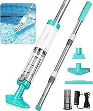 Handheld Pool Vacuum Cordless, Auto Start Spa Vacuum for Hot Tub with 3 Brush Heads, 2H Fast Charging Battery Pool Vacuum Running 90 Mins, Pool Cleaner Vacuum for Above Ground Pool-Turquoise