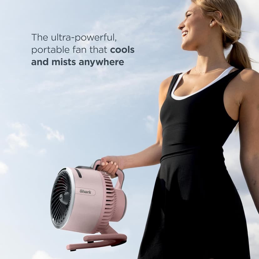 Shark FlexBreeze HydroGo Fan—Ultra-powerful portable fan with indoor + outdoor mist, Up to 70 feet of reach, corded & cordless, up to 12-hr. battery, 5 speeds, evaporative misting, Dove, FA052DV