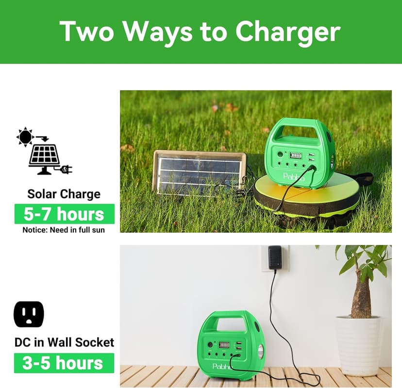 Portable Power Station with Solar Panels Included, Solar Generator with 3 LED Bulbs, USB Ports for Camping, Fishing, Emergency, Home Blackout