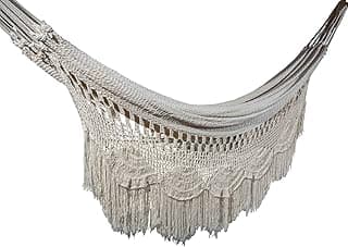 Handmade Macrame Hammock - Mayan, Matrimonial, Double, Brazilian - 100% Natural Cotton - King, Off-White