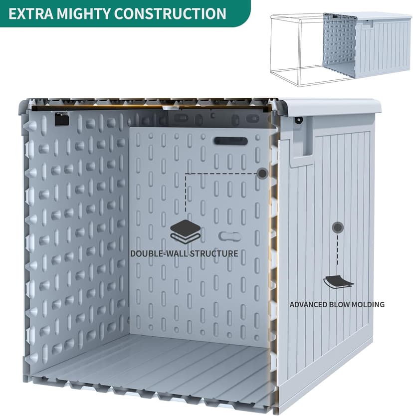 YITAHOME 230 Gallon Double-Wall Deck Box with Divider & Side Handles, Outdoor Large Storage for Patio Furniture Cushions, Garden Pool Accessories, Water Resistant & Lockable