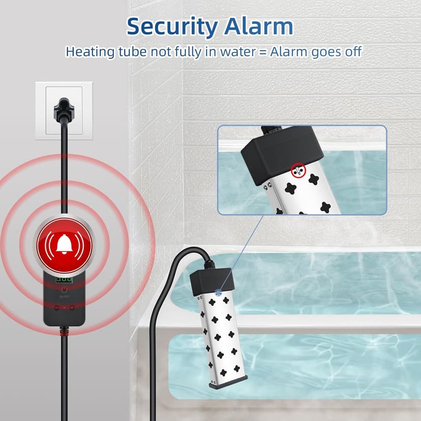 Portable Water Heater for Bathtub and Bucket, 1800W Fast Heating with Real Time Temperature Display, Adjustable Thermostat and Anti Dry Burn Protection, Stainless Steel Heating Rod, Immersion Heater