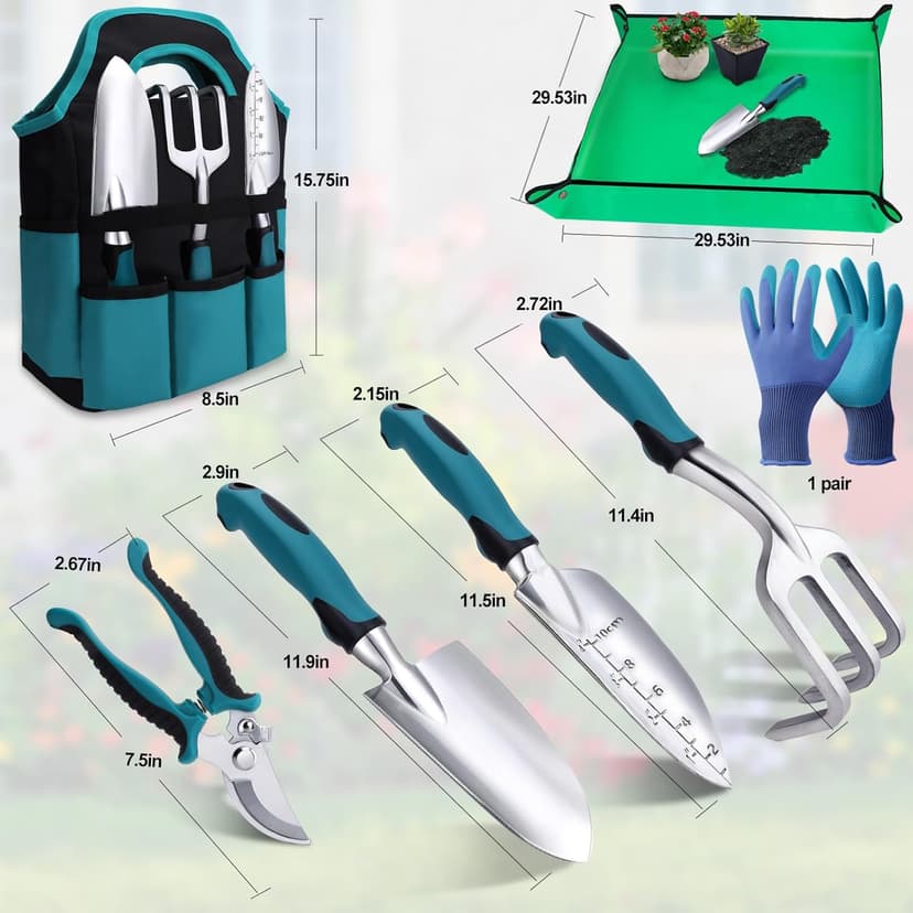 Kynup Garden Tools 7-Piece, Gardening Hand Tools, Gardening Tools Set with Rust-Proof,Stainless Steel, Aluminum Alloy Material, Gardening Supplies Set Ideal Gift