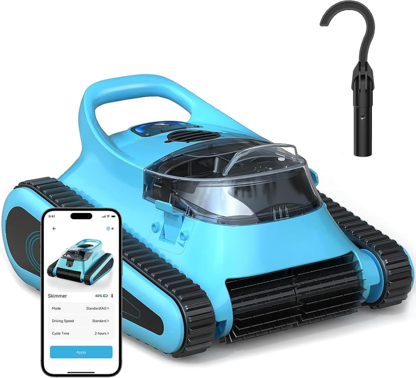 2025 Upgraded HISION Cordless Robotic Pool Cleaner with Wall-Climbing & Waterline Cleaning, 180W Brushless Motor Powerful Suction, 150-Min Runtime for In-Ground & Above Ground Pools up to 2000 Sq.Ft
