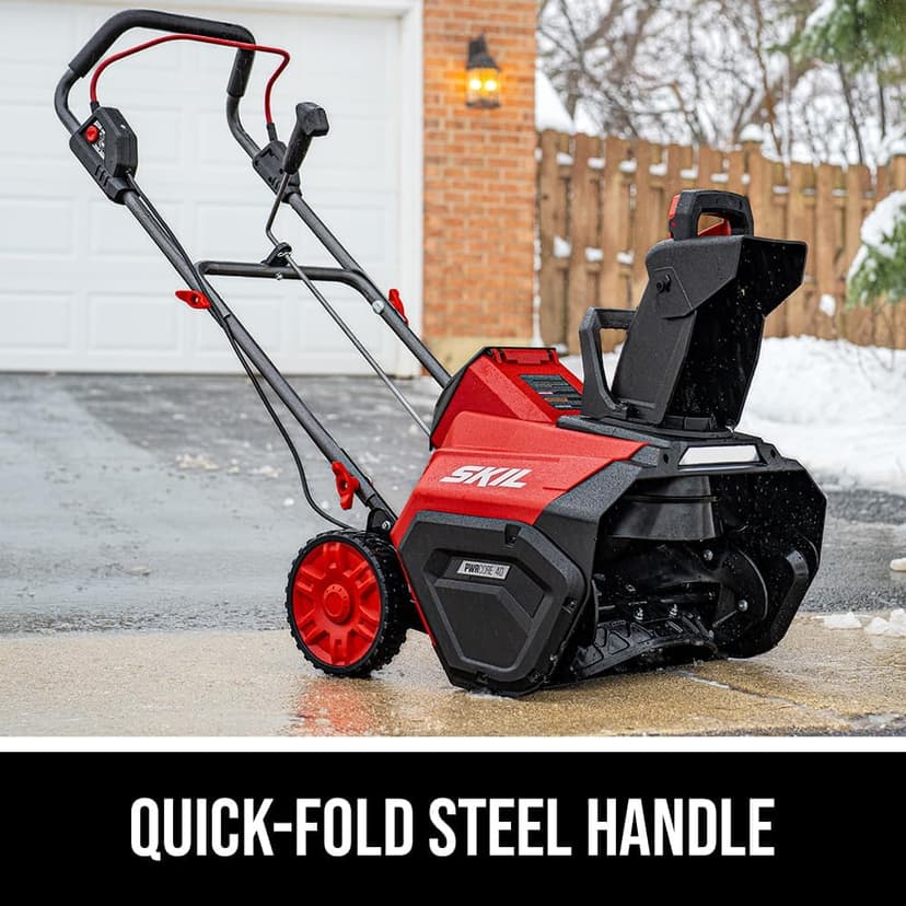 SKIL PWR CORE 40 Brushless 40V 20 in. Single Stage Snow Blower Kit, 30'ft Throwing Distance, Includes 6.0Ah Battery and Charger- SB2001C-10 red