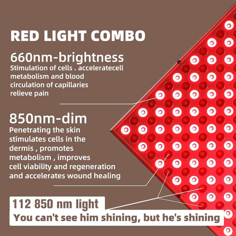 LED Red Light Therapy Device - 45W LED Panel Deep 660nm & 850nm Light Combo for Skin Beauty, Muscle & Joint Pain Relief