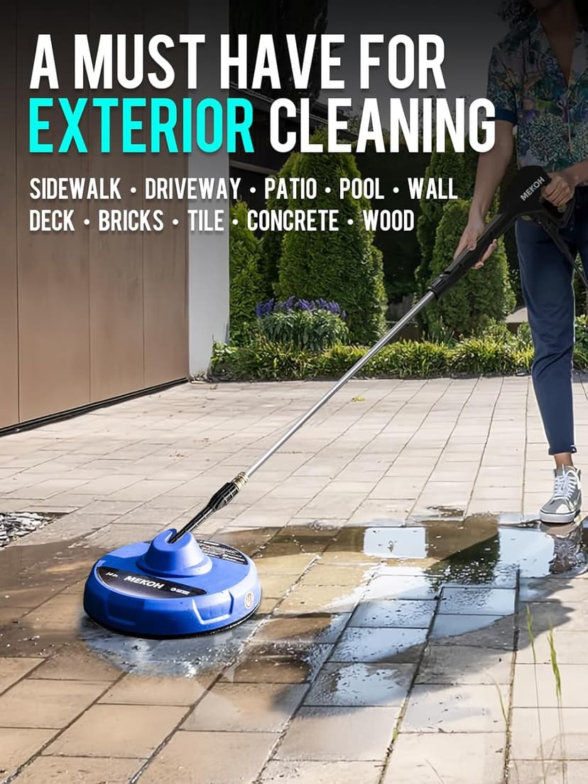 14” Electric Pressure Washer Surface Cleaner Attachment, 2500 PSI Universal Power Washer Accessories for Driveway Sidewalk Deck Patio Concrete Cleaning, 1/4" Quick-Connect, Dual Rotary Nozzles