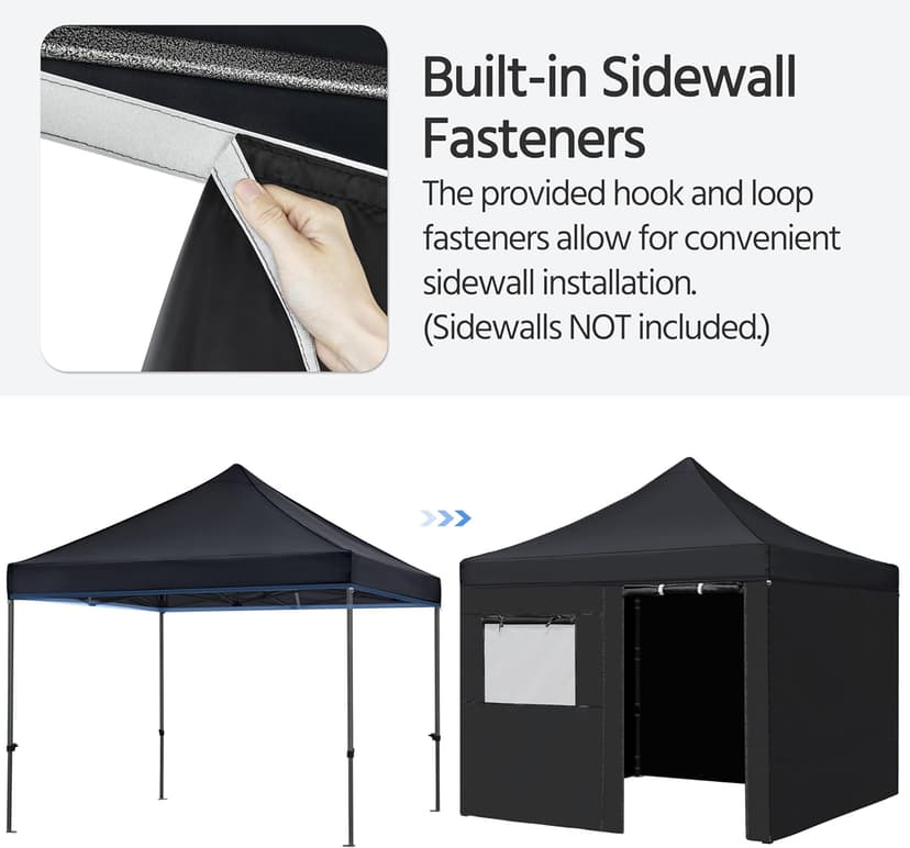 Yaheetech Canopy Tent, Commercial Instant Heavy Duty Canopy, 500D Waterproof Adjustable Canopy with Wheeled Carry Bag, 4 Sandbags and 4 Stakes (10x10, Black)