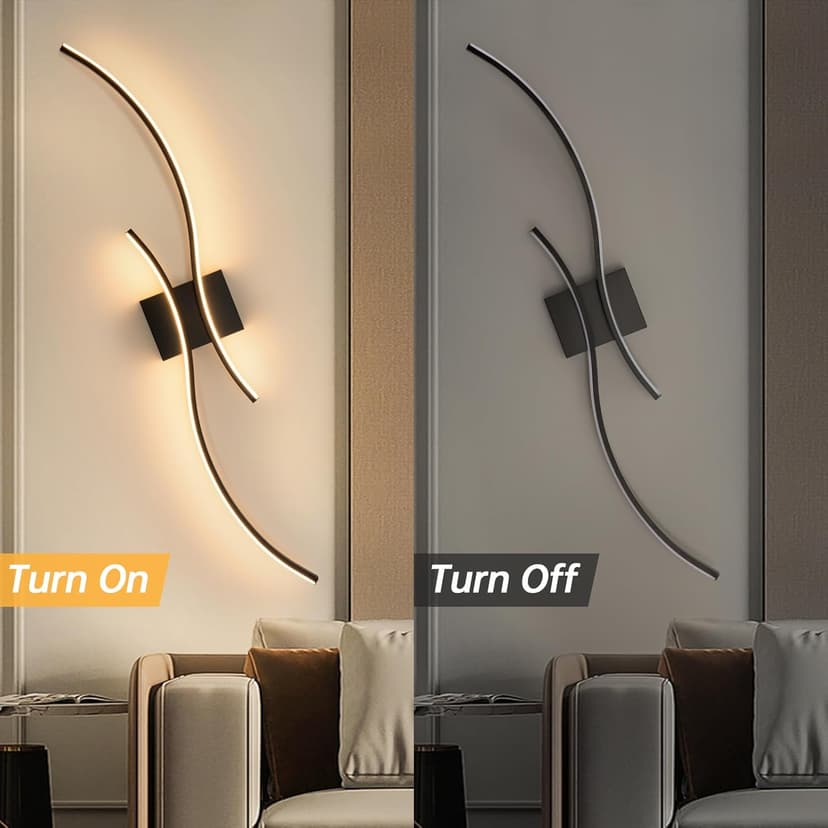 CANEOE Modern Led Wall Light, 39inch Black Indoor Led Wall Sconce Lighting, Bathroom Vanity Light Fixtures Over Mirror for Living Room Hallway Bedroom Bedside Wall Lamp (Warm White, 3000K)