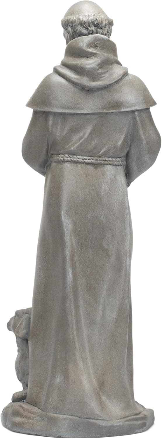Roman – 15.25" St. Francis Garden Statue, Religious Outdoor Décor for Yard or Garden, Spiritual Gift for Nature and Animal Lovers