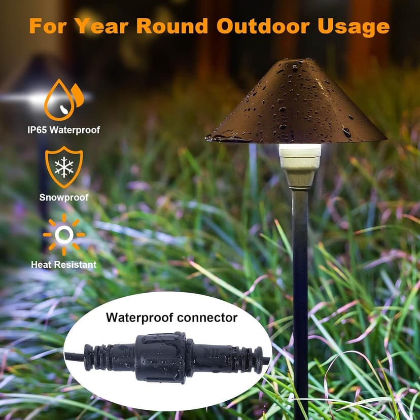 Low Voltage Pathway Lights with Timing Plug, Low Voltage Landscape Lighting, Waterproof Landscape Path Lights Outdoor Garden Lights for Flower Bed Yard Lawn Backyard Walkway Driveway, Set of 4