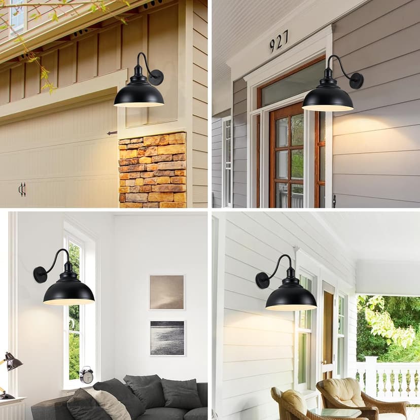 2 Pack Outdoor Wall Lights 14 inch Exterior Barn Wall Sconce Fixture Wall Mount Lantern Waterproof Black Wall Lamps Lumiere Outside Porch Lights House Garage Doorway Patio Front Door Entryway