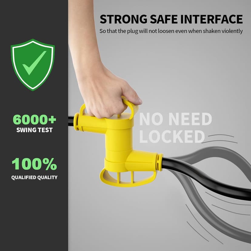 50 Amp RV/EV Extension Cord 25 FT Outdoor with Grip Handle, Flexible Heavy Duty 6/3+8/1 Gauge STW 4 Prong RV Power Cord Waterproof, NEMA 14-50P to 14-50R, Black-Yellow, ETL Listed