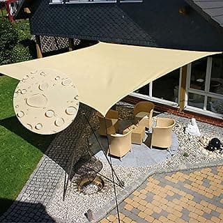 KALINCO Sun Shade Sail, Waterproof Shade Sail, 10'x10' Square Sunscreen Awning Canopy, 95% UV Blocking Sun Shade Canopy with Free Rope for Outdoor Garden Patio Party Playground