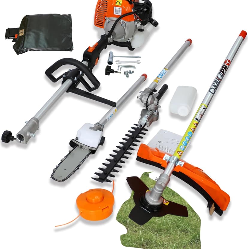 33cc 2-Cycle Gas Multi-Trimmer | 4-in-1 String Trimmer w/Rotatable Pole Saw, Weed Eater Weed Wacker, Brush Cutter & Hedge Trimmer Gas for Lawn, Yard, Garden Care, All-in-one Garden Tool
