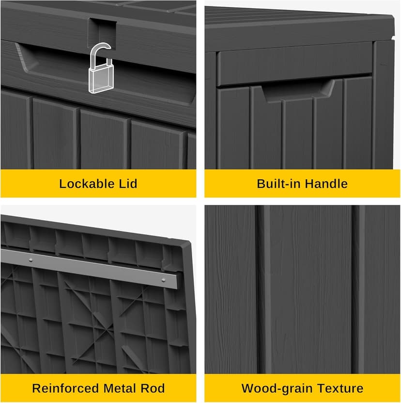 EAST OAK Outdoor Storage Box, 60 Gallon Deck Box Indoor and Outdoor Use, Black