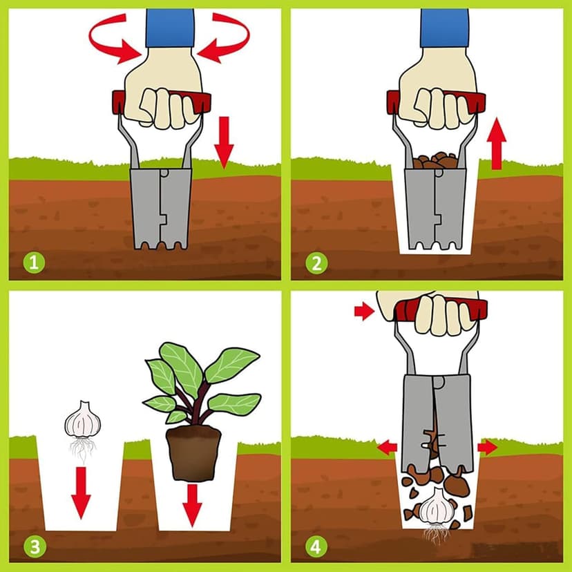 FLORA GUARD Bulb Planter with Depth Markers - Automatic Soil Releasing Seed Bulb Transplanter for Planting/Digging Tulips, Daffodils, Dahlias and More!