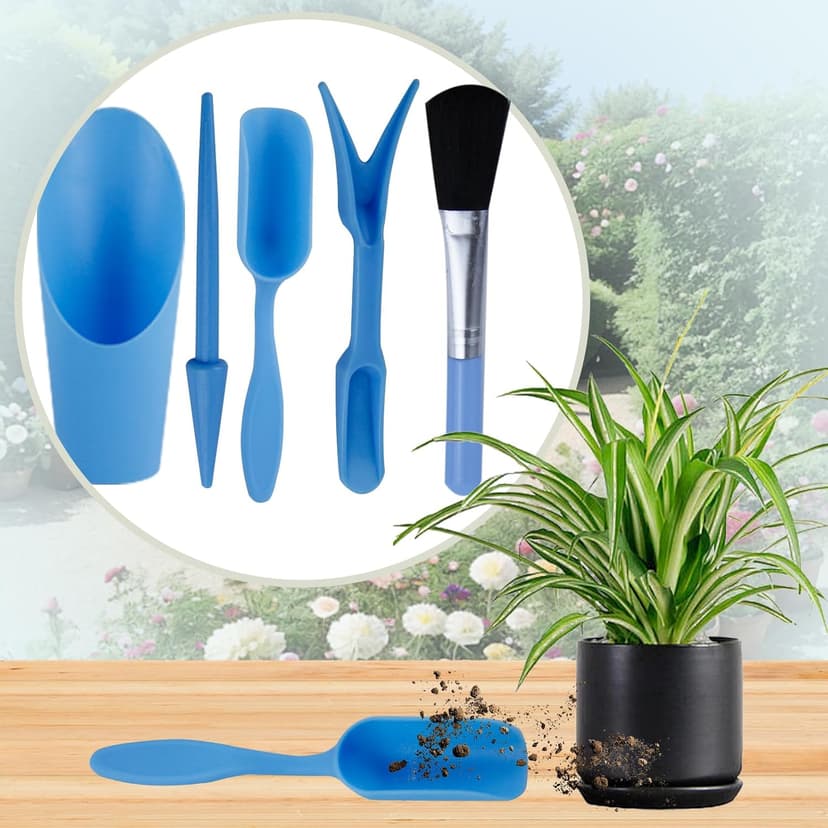 5 Pcs Mini Garden Tool Set Hand Tools Succulent Tools Transplanting Tools Set Succulent Care Plastic Kit Bonsai Potting Soil Indoor for Succulent Miniature Plant Gardening for Flower Planting