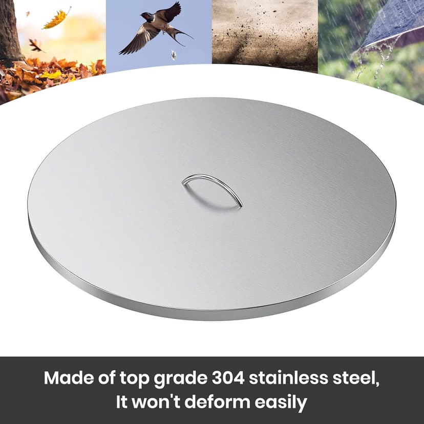 Stanbroil 28" Stainless Steel Fire Pit Cover Fits 25" Inch Round Drop-in Fire Pit Pan and 24" Round Flat Fire Pit Pan