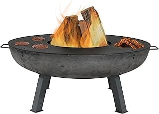 Sunnydaze 40-Inch Cast Iron Fire Pit Bowl with Cooking Ledge - Wood Burning