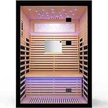 2 Person Infrared Sauna Room Far Infrared Saunas Home Canadian Hemlock Indoor 2160W Low-EMF Dry Saunas with Oxygen Bar 7 Color Therapy 53.1 * 47.2 * 74.8inch