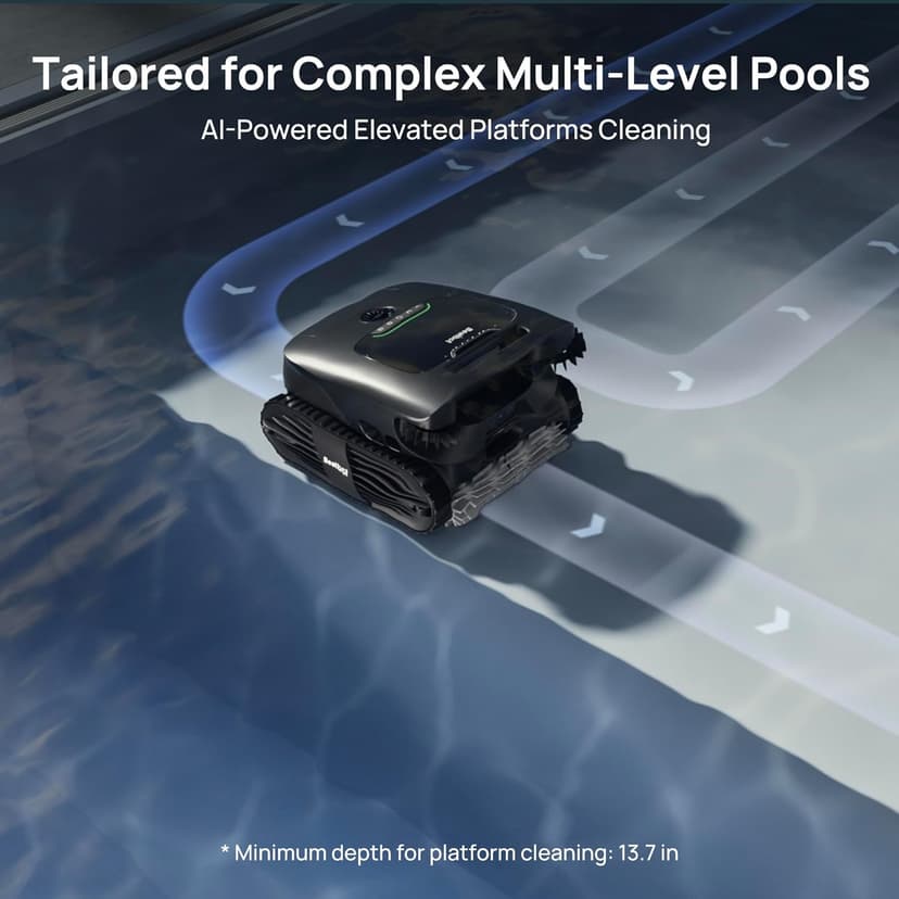 Beatbot AquaSense 2 Ultra Cordless Pool Vacuum Robot for Complex Pools, Pool Mapping with AI Camera, 5-in-1 Cleaning, Smart Surface Parking, Water Surface Cleaning, Water Clarification – Midnight Blue