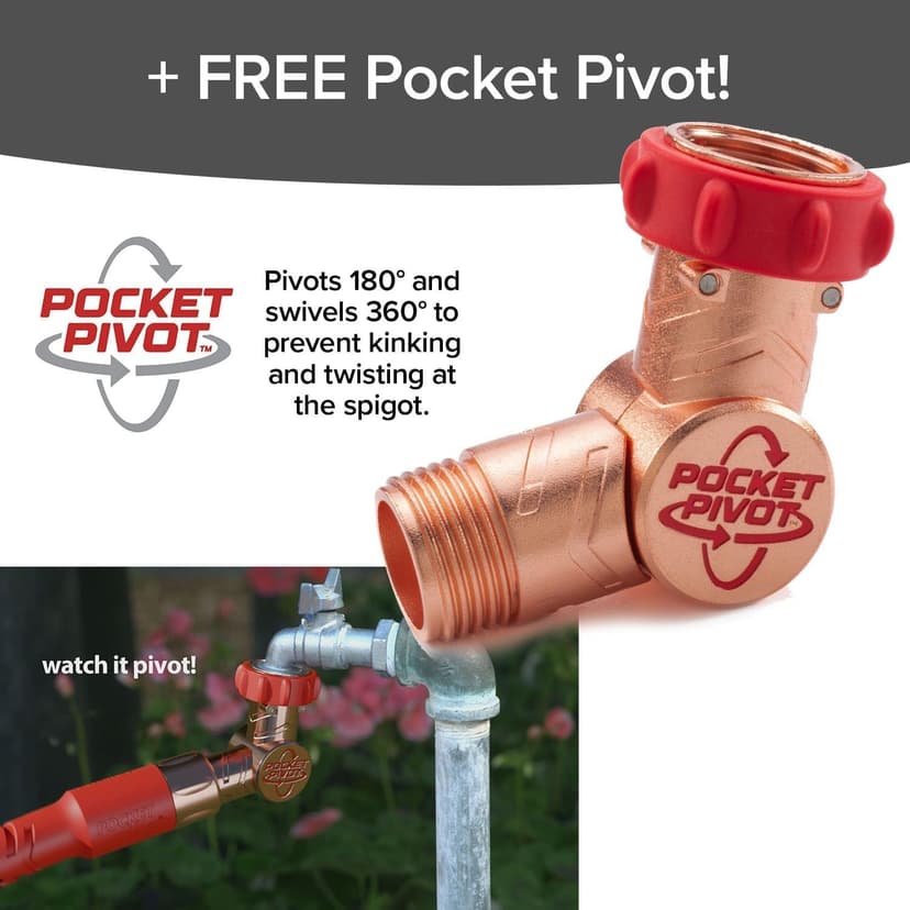 Pocket Hose Copper Head w/New Pocket Pivot Expandable Garden Hose 100FT, AS-SEEN-ON-TV, Swivels 360°, Advanced Tri-Tex Tubing & Force Field Jacket, 3X Stronger, Lead-Free, No-Kink, Anti-Burst w/APT