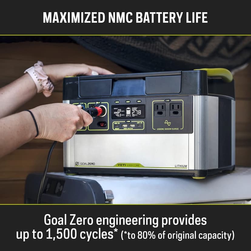 Goal Zero Yeti 1000 Core Portable Power Station, 1,000 W, Solar-Powered Generator (Solar Panel Not Included), USB-A/USB-C Ports and AC Outlets, Power for Camping (Yeti 1000 Core)