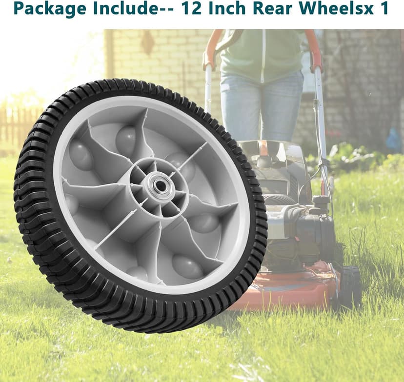 12 Inch 734-04019 Rear Wheel Replacement for MTD 734-04127, Lawn Mower Wheel 12" x 2.125" S-Wave Wheel Tire Compatible with Most Troy Bilt Walk-Behind Push Lawn Mower, 2 Pack
