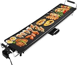 Electric Nonstick Extra Larger Griddle Grill-35" Teppanyaki Grill BBQ with Adjustable Temperature &Insulated Handles for Indoor/Outdoor