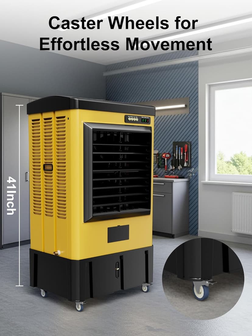 4800 CFM Swamp Cooler Air Conditioner, 41" Evaporative Air Cooler with 10.6 Gal Water Tank, 3 Speeds, 120°Oscillation, 3 Ice Packs, Outdoor Air Conditioner for Garage, Patio, Yard, Factory