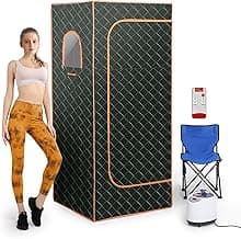 Portable Sauna Box with 3L 1200W Steamer, Personal Sauna Tent with 15 Adjustable Heat Levels, Steam Sauna Full Body for Home, Steam Room with Foldable Chair