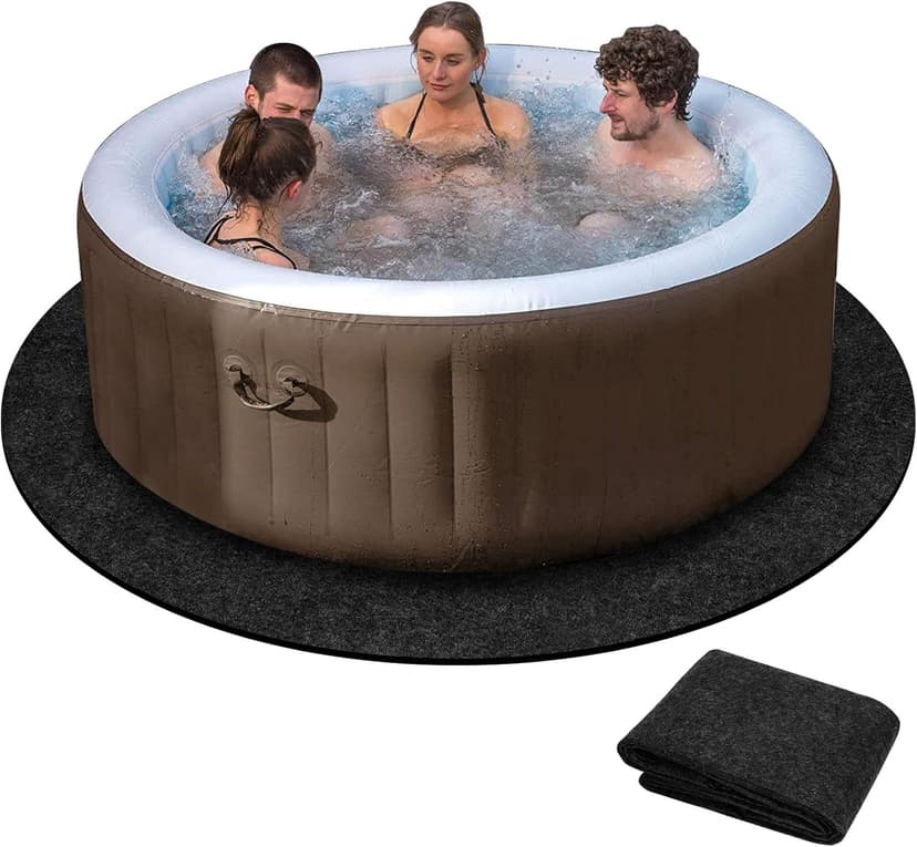 80 Inch Dia Round Hot Tub Mat, Large Washable Above Ground Protector Pad Water Absorb with Slip-Proof Backing, Portable Spa Pool Accessories for Outdoor Indoor Hot Tubs Protect from Wear (80“ Round)