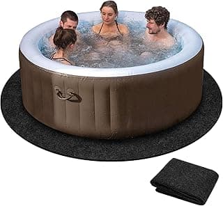80 Inch Dia Round Hot Tub Mat, Large Washable Above Ground Protector Pad Water Absorb with Slip-Proof Backing, Portable Spa Pool Accessories for Outdoor Indoor Hot Tubs Protect from Wear (80“ Round)