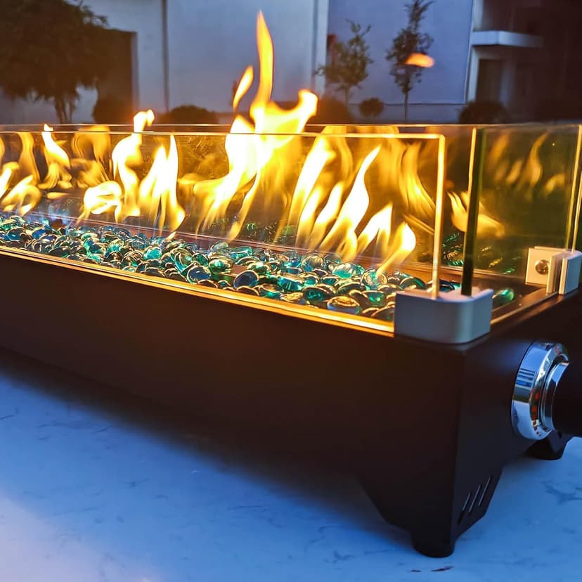 Tabletop Propane Fire Pit 36 Inch, 50000 BTU, Stainless Steel Outdoor Table Top Firepit with Cover and Windscreen, Portable Tabletop Fire Pit for Patio and Camping