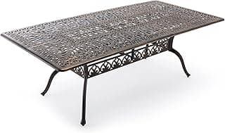 Outdoor Patio Dining Table - All-Weather Cast Aluminum 87" x 28.5“ Patio Rectangular Table with 2" Umbrella Hole for Balcony Lawn Garden Backyard