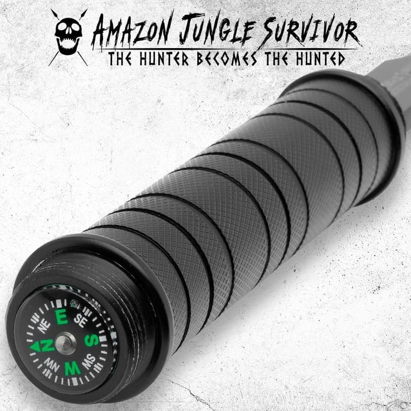 Amazon Jungle Survivor Break-Down Spear | Non-Reflective Finish 2Cr13 Stainless Steel Blade | Textured Steel Shaft | Zippered Carrying Case | Black Oxide Finish | Versatile | 45 1/2" Overall