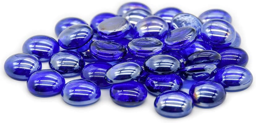 GasSaf Blue Fire Glass Beads for Outdoor Fire Pit, Fireplace, Replaces Existing Gas Logs & Lava Rocks, 3/4 Inch Glass(10 Pound)(Cobalt Blue)