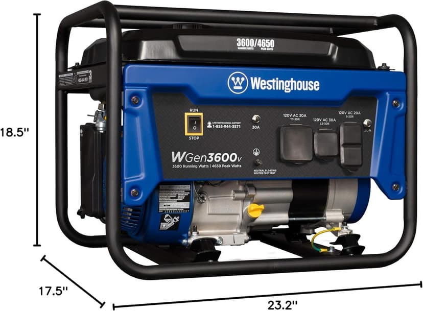 Westinghouse Outdoor Power Equipment 4650 Peak Watt Portable Generator, RV Ready 30A Outlet, Gas Powered