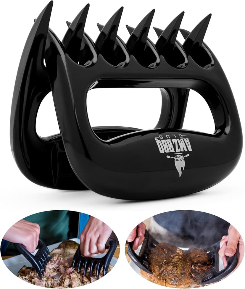 Meat Claws Bbq Grill Accessories Set - 2 Silicone Gloves, Claws For Pulled Pork, BBQ Thermometer - Perfect Smoker Accessories Grilling Tools Gift Set For (Orange Glove-Thermometer-Claw)