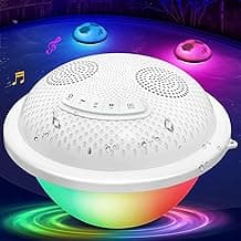 Floating Pool Speakers with Colorful LED Lights, IP68 Waterproof Pool Speakers Bluetooth, 16W Stereo Loud Sound Hot Tub Speaker, TWS Pairing, Hands-Free Portable Bluetooth Pool Speaker for Spa