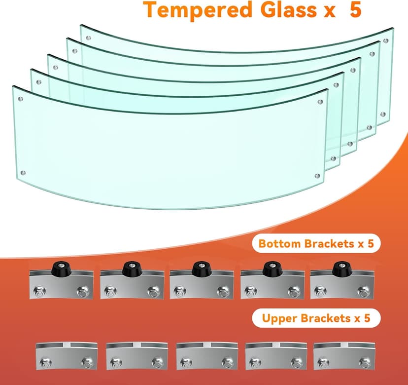 Skyflame Fire Pit Glass Wind Guard Round, 33 x 7 inches Tempered Glass Flame Shield, Fits 31” Round Fire Pit Burner Pans, Fire-Resistant Windscreen Set