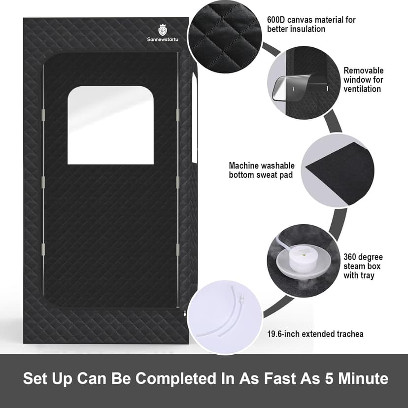 Portable Home Spa - Person Steam Sauna Tent with Quick Heat (1600W), Smart Remote & Leak-Proof Design - Sauna Box with FCC Certified Relaxation in 10 Minutes, (70.9"x 35.4"x 35.4")