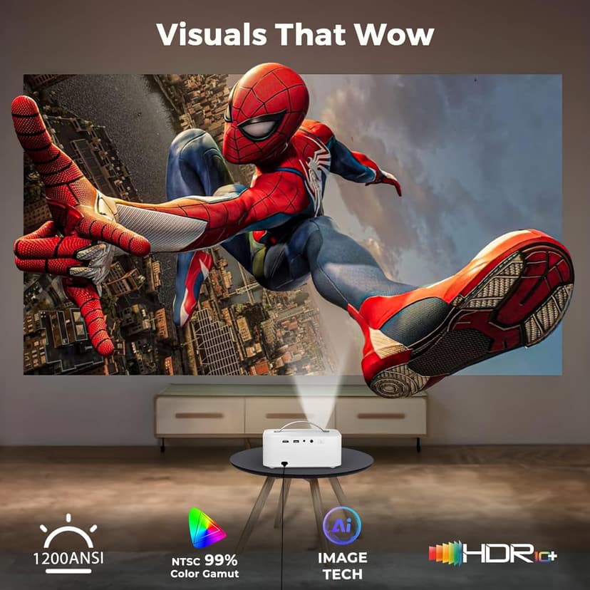 [AI Movin 2.0 System/1200 ANSI/Auto Focus] Projector-4K with WiFi 6 and Bluetooth, 30W DoIby Audio Netflix-Licensed Outdoor-Projector, Lisowod 1080P Smart Portable Proyector with HDR10+ 2025 Upgraded