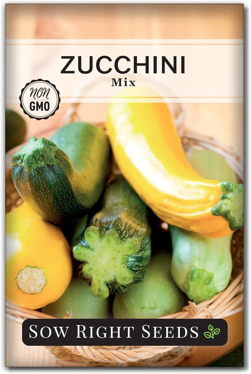 Sow Right Seeds - Zucchini Mix Seed for Planting - Non-GMO Heirloom Packet with Instructions to Plant and Grow an Outdoor Home Vegetable Garden - Vigorous and Productive Variety Pack (1)